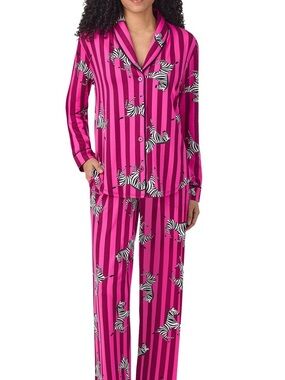 Room Service Pink Stripe Zebra Pajama Set 2 Piece Lounge Sleepwear PJs Viral